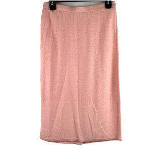 Steve Fabrikant Sz M Pink Skirt Wool Midi Straight Women Pencil Button Back Slit
